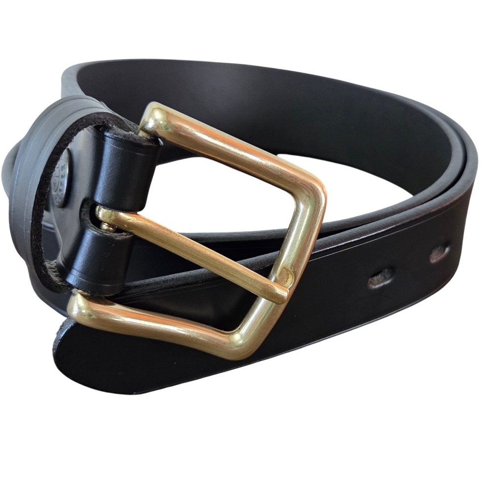 Vega Holsters Black Leather Belt Made in Italy Brass Buckle‎